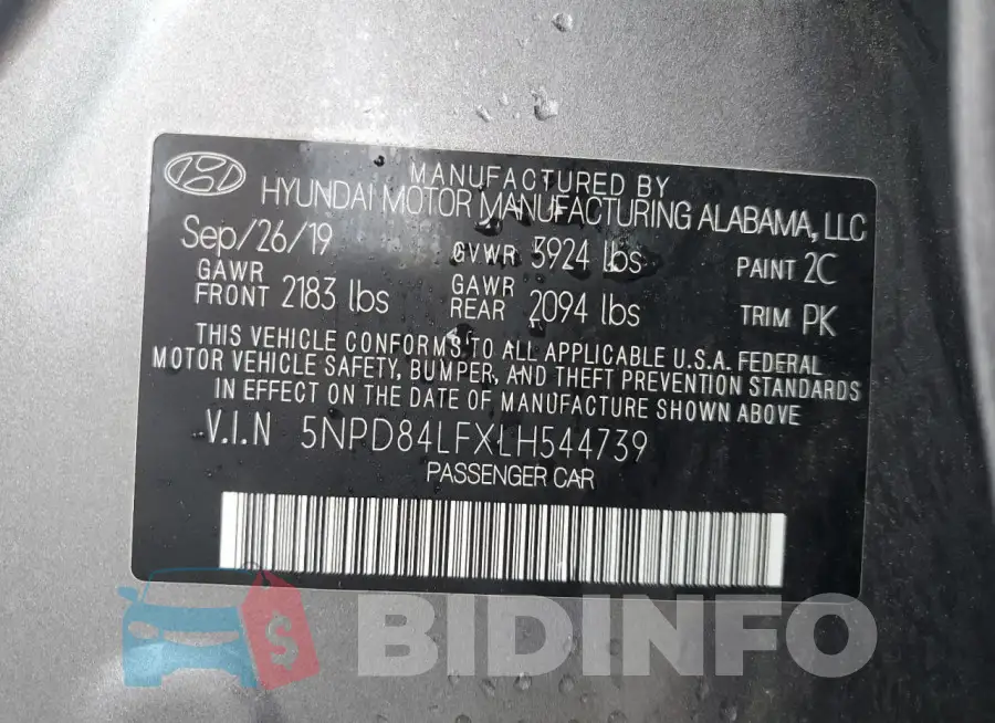 5NPD84LFXLH544739 Photo# 12