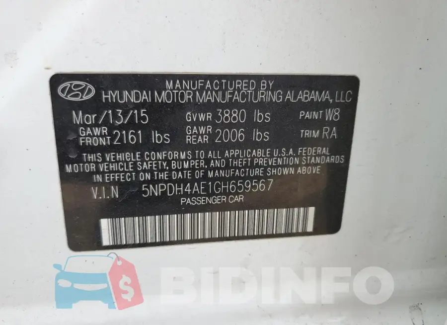 5NPDH4AE1GH659567 Photo# 12
