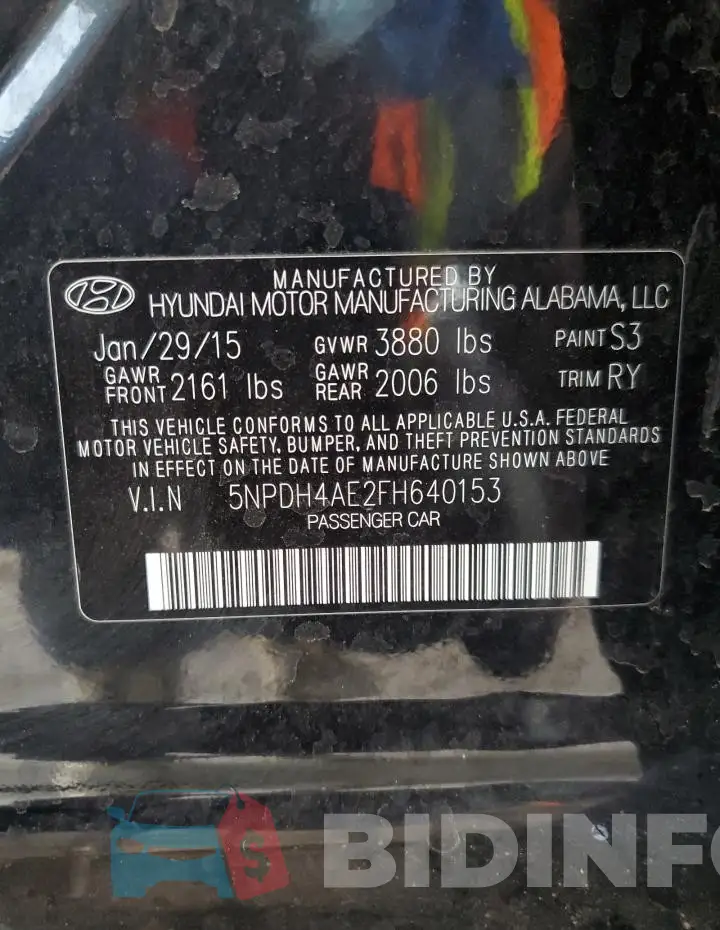 5NPDH4AE2FH640153 Photo# 12