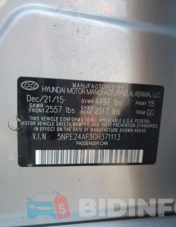 5NPE24AF3GH371113 Photo# 12
