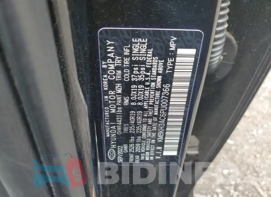 KM8KH3AC6PU007366 Photo# 12