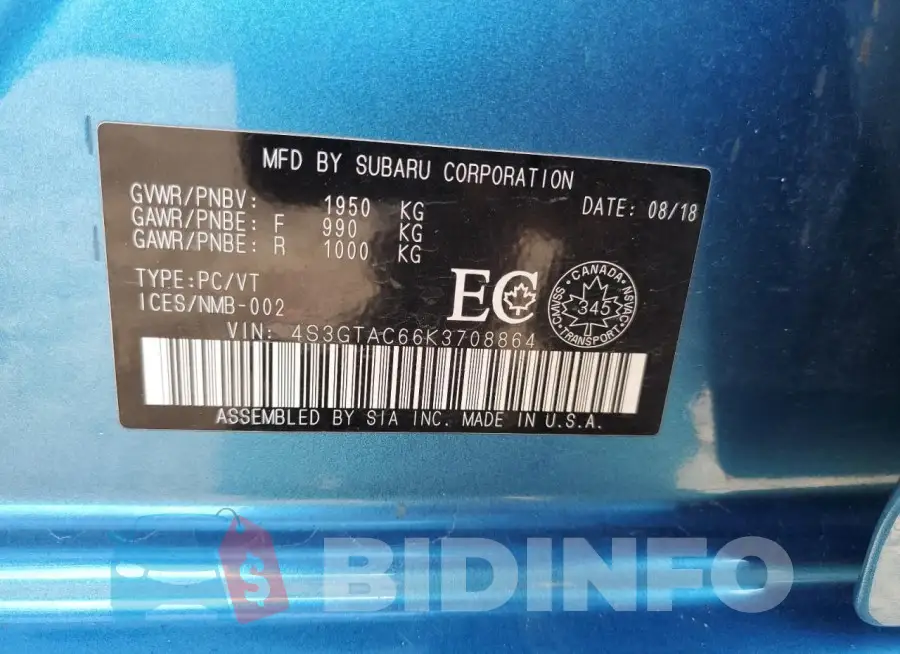 4S3GTAC66K3708864 Photo# 13