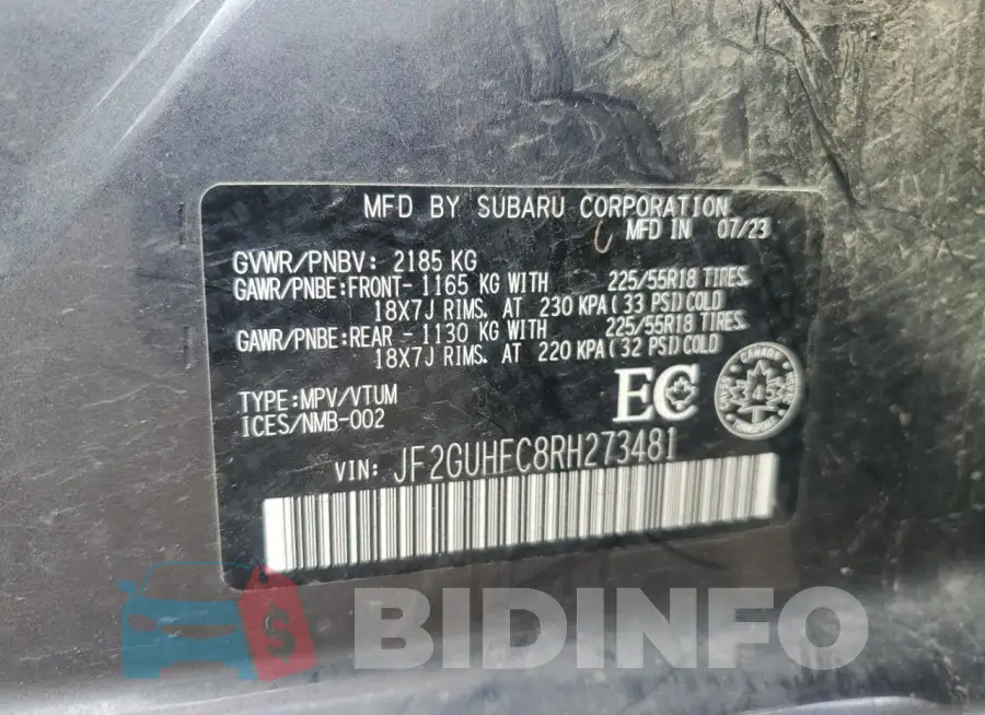 JF2GUHFC8RH273481 Photo# 12
