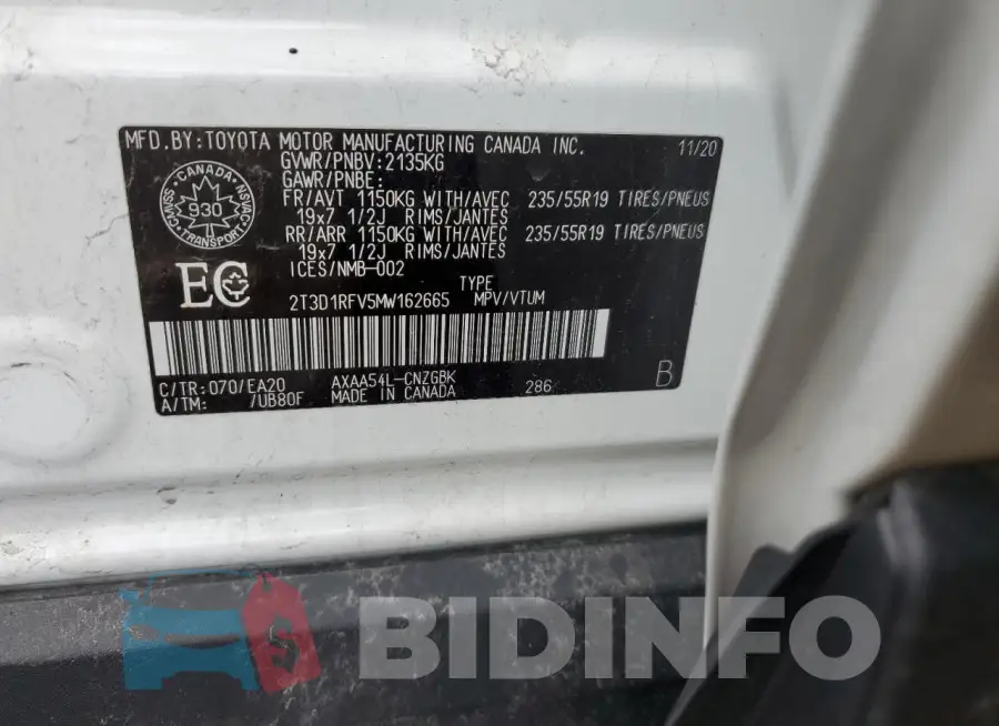 2T3D1RFV5MW162665 Photo# 12