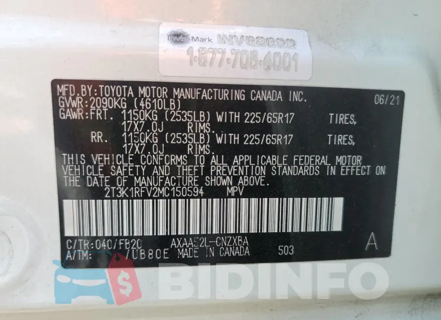 2T3K1RFV2MC150594 Photo# 12