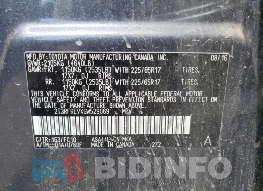2T3RFREVXGW529069 Photo# 13