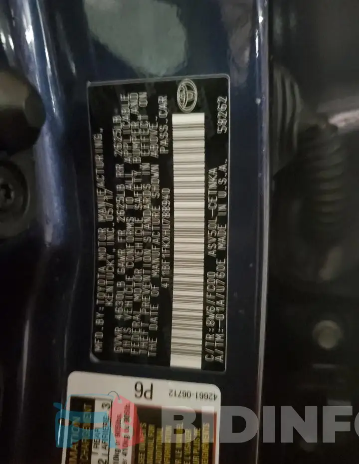 4T1BF1FKXHU788940 Photo# 12