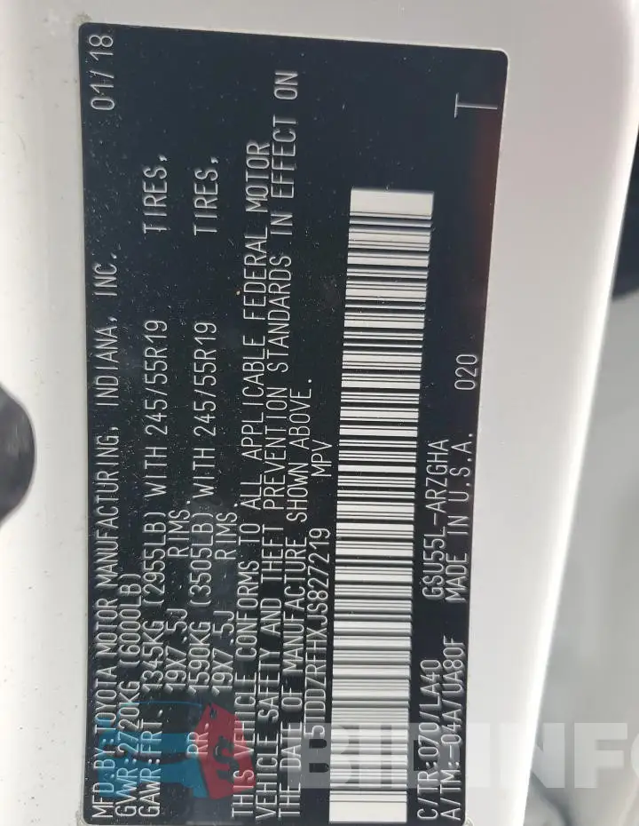 5TDDZRFHXJS827219 Photo# 14