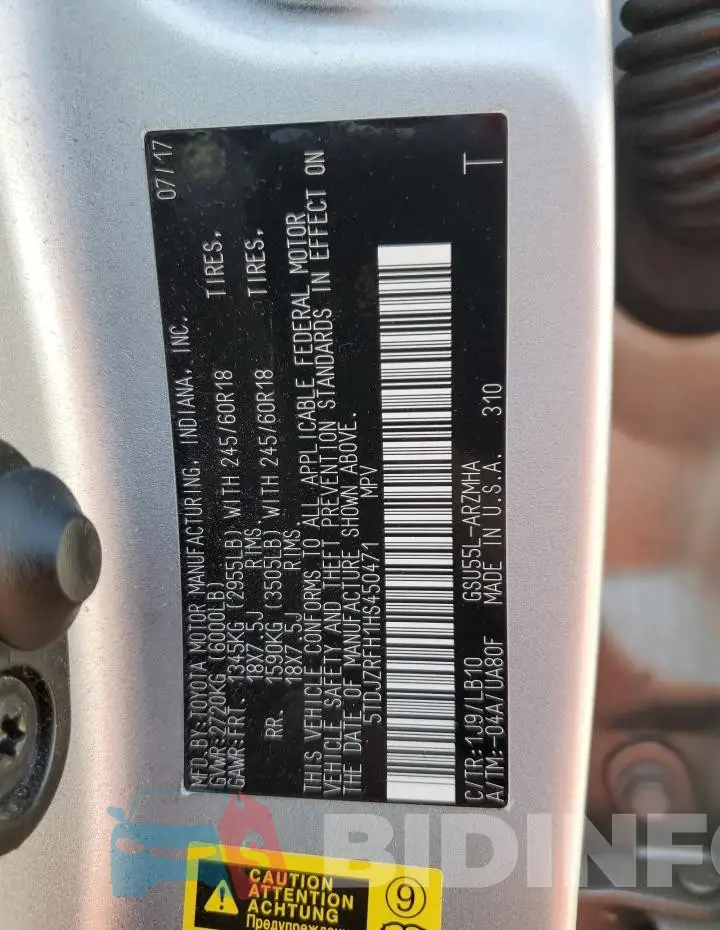 5TDJZRFH1HS450471 Photo# 14