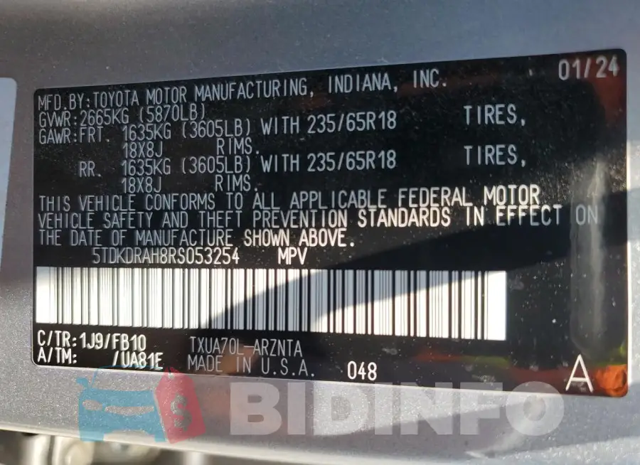 5TDKDRAH8RS053254 Photo# 14