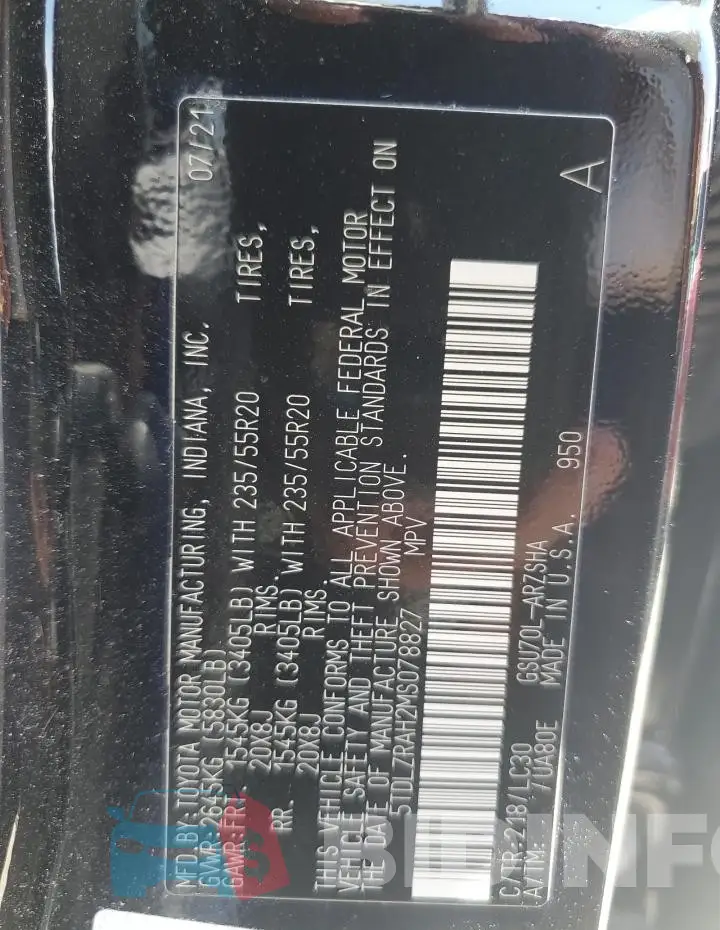 5TDLZRAH2MS078827 Photo# 14