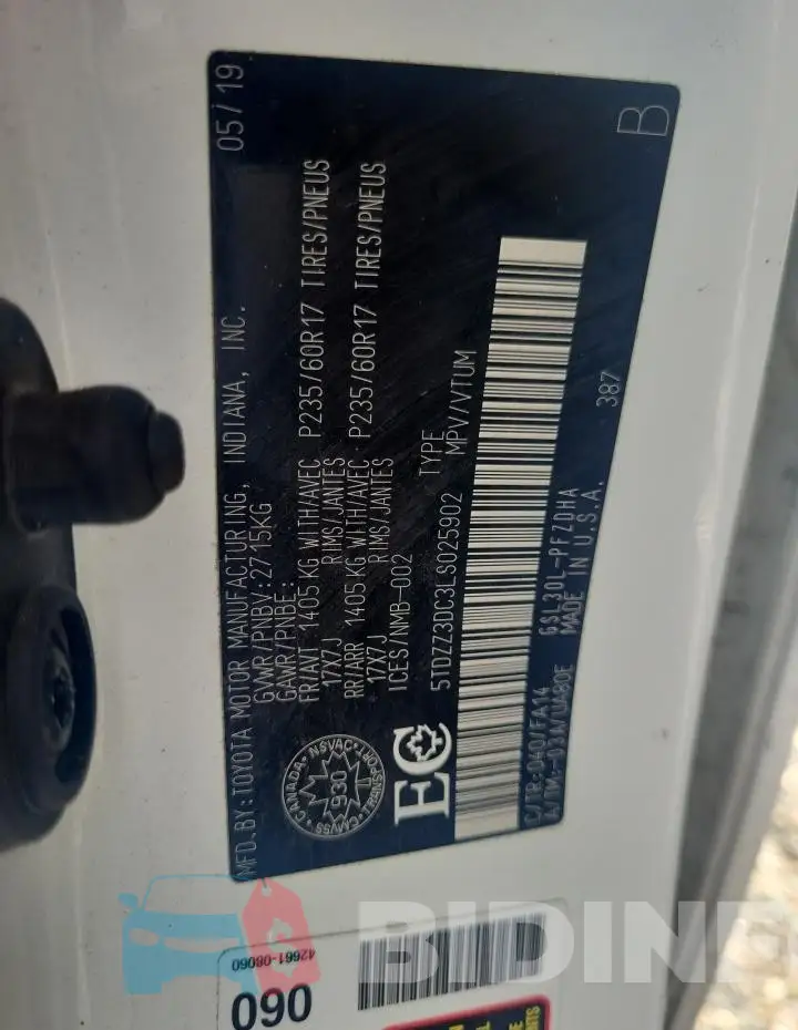 5TDZZ3DC3LS025902 Photo# 13