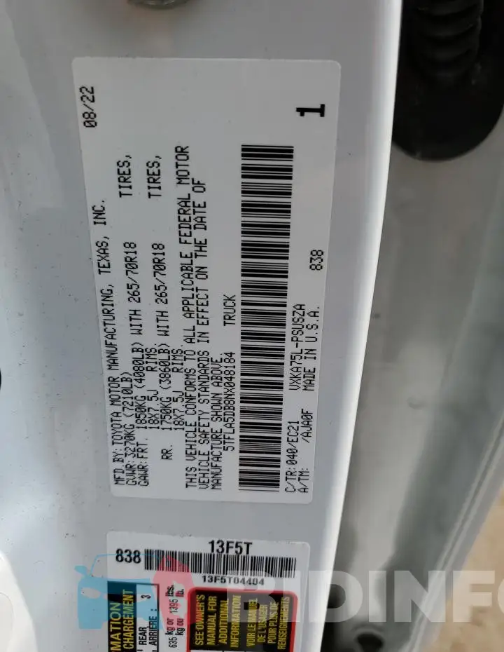 5TFLA5DB8NX048184 Photo# 12
