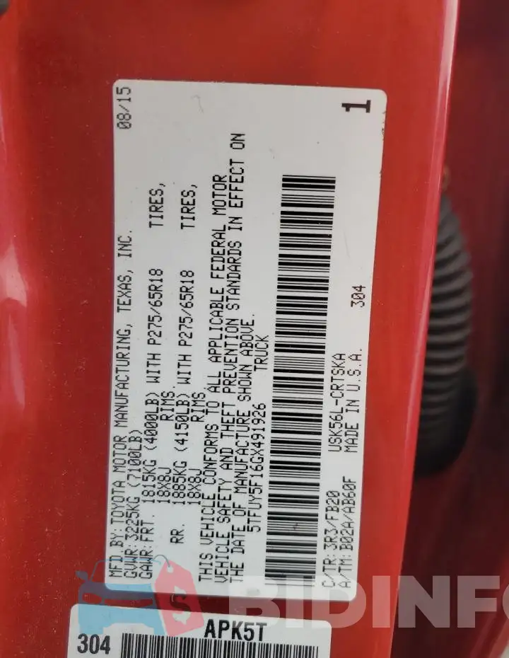 5TFUY5F16GX491926 Photo# 13
