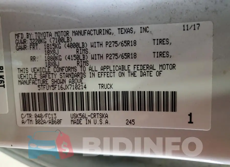 5TFUY5F16JX710214 Photo# 12