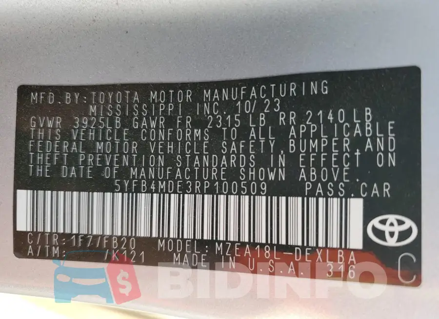 5YFB4MDE3RP100509 Photo# 13
