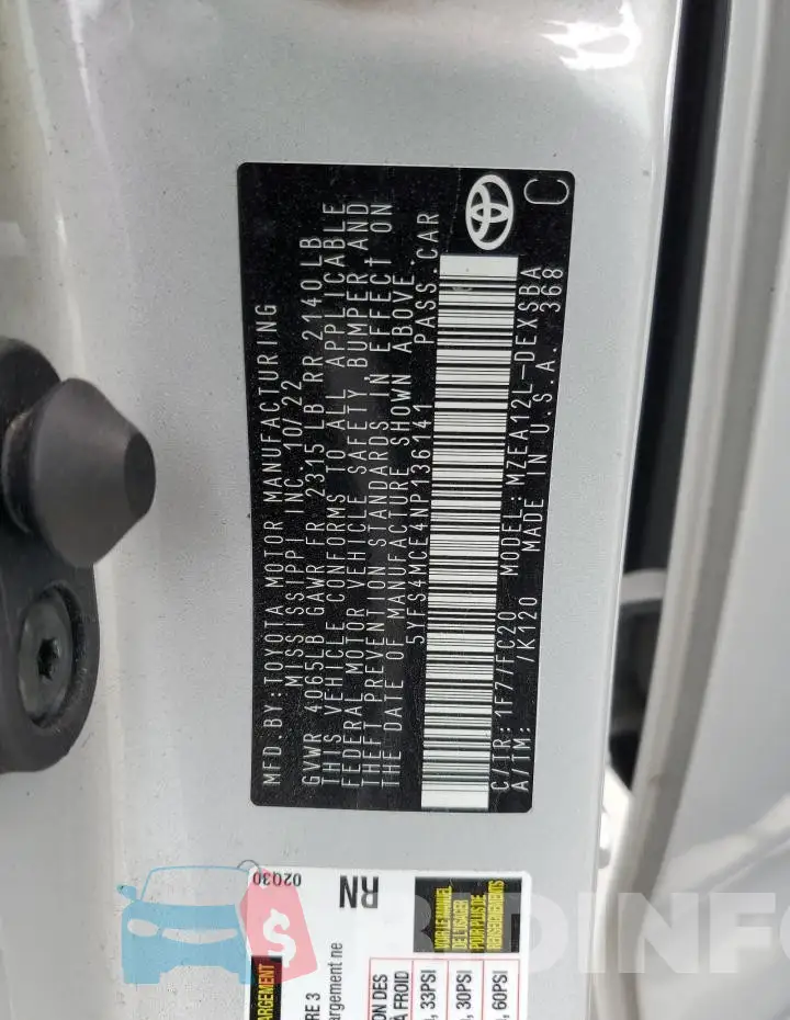 5YFS4MCE4NP136141 Photo# 12