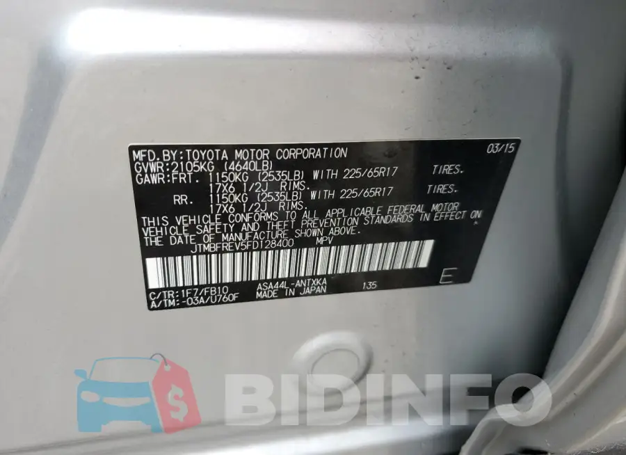 JTMBFREV5FD128400 Photo# 12