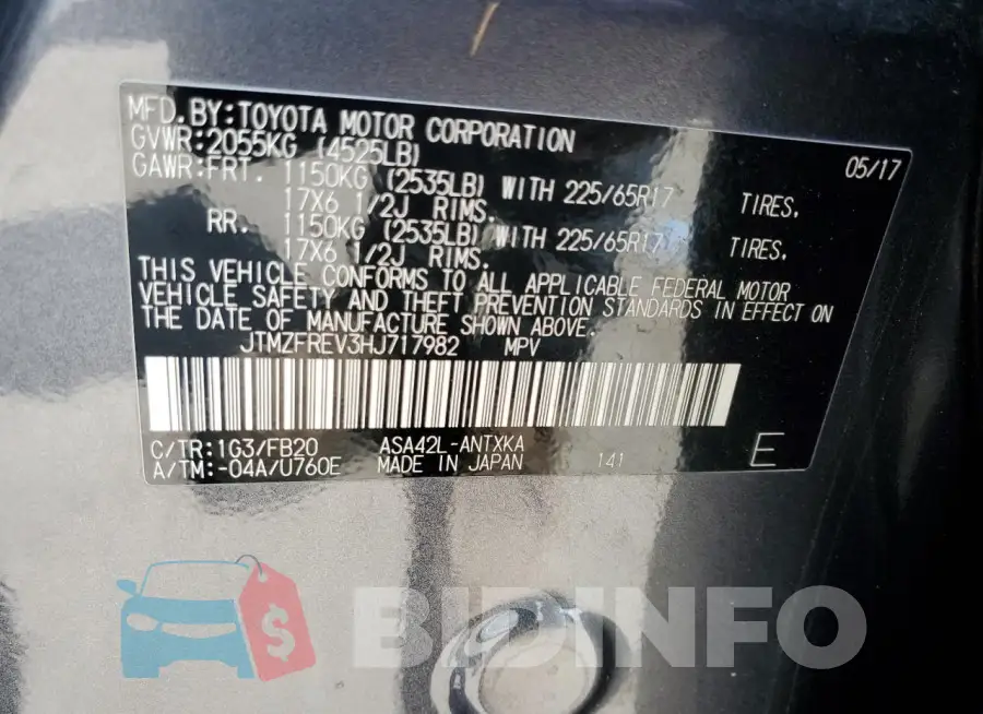 JTMZFREV3HJ717982 Photo# 13