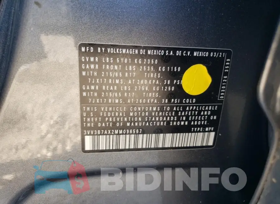 3VV3B7AX2MM096567 Photo# 13