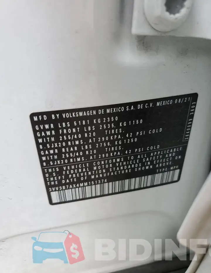 3VV3B7AX4MM151374 Photo# 13