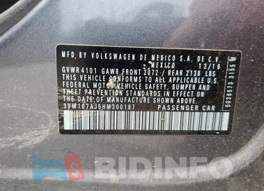 3VW167AJ5HM300187 Photo# 12