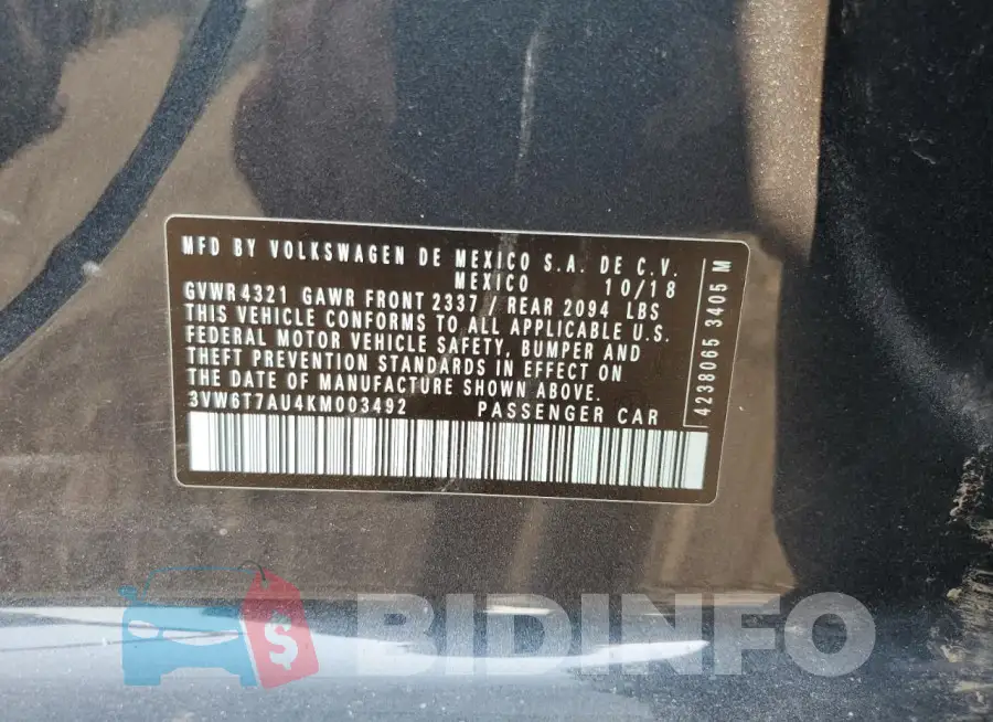 3VW6T7AU4KM003492 Photo# 12