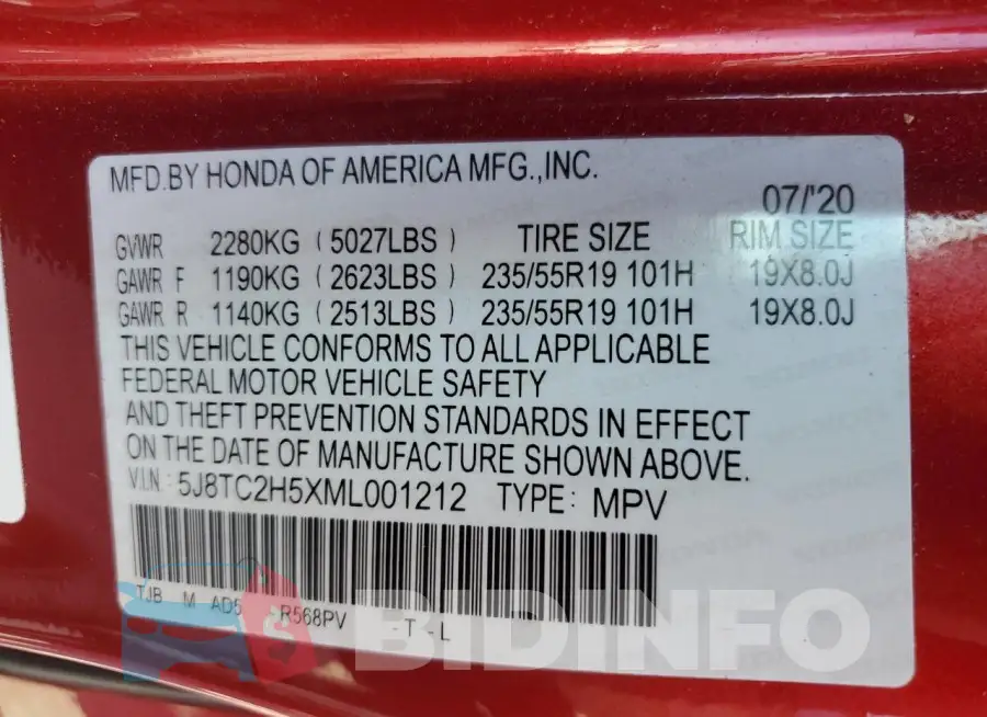 5J8TC2H5XML001212 Photo# 13