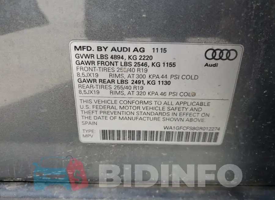 WA1GFCFS8GR012274 Photo# 14