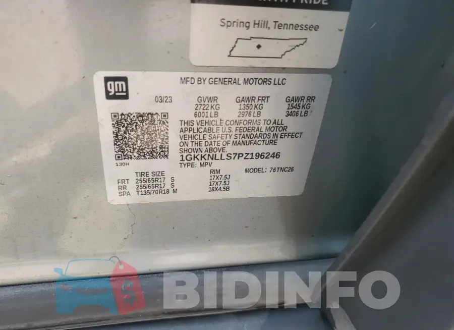 1GKKNLLS7PZ196246 Photo# 14