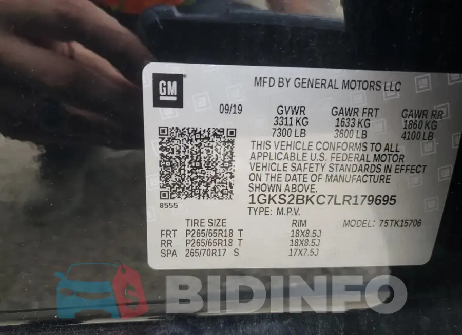 1GKS2BKC7LR179695 Photo# 13