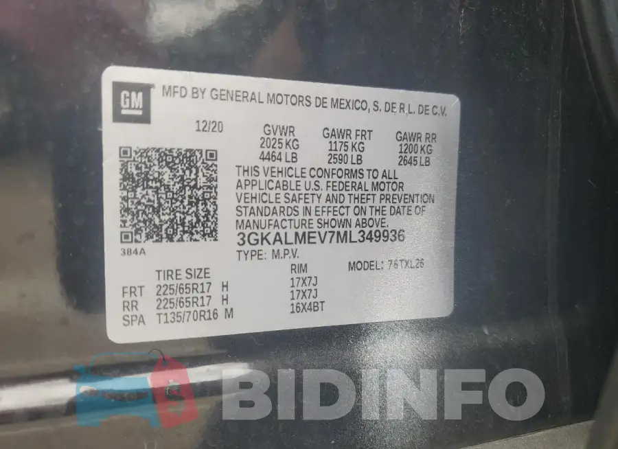 3GKALMEV7ML349936 Photo# 13