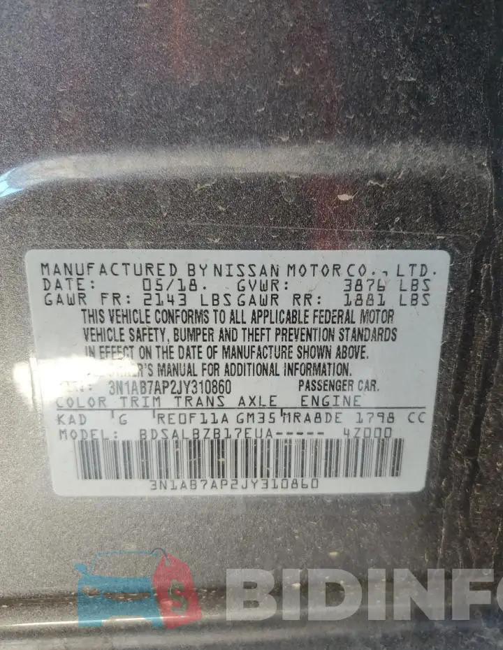 3N1AB7AP2JY310860 Photo# 12