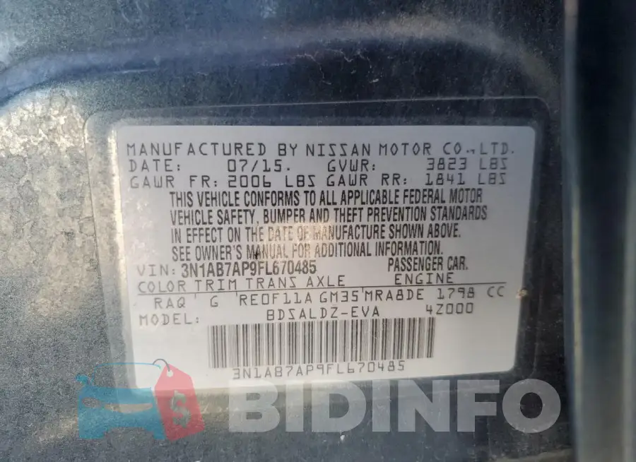3N1AB7AP9FL670485 Photo# 12