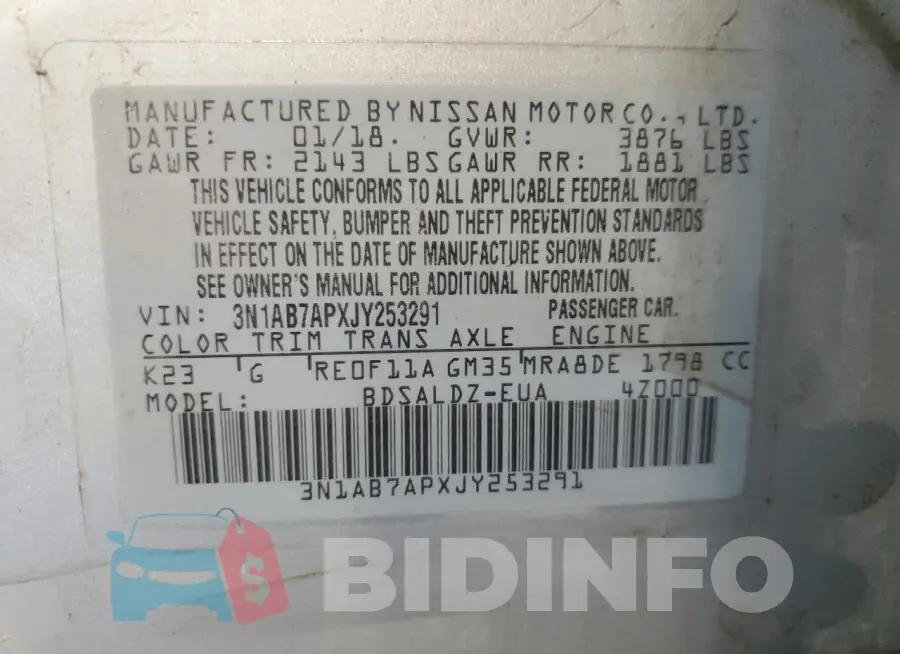 3N1AB7APXJY253291 Photo# 12