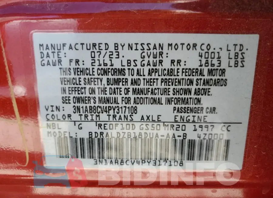 3N1AB8CV4PY317108 Photo# 12