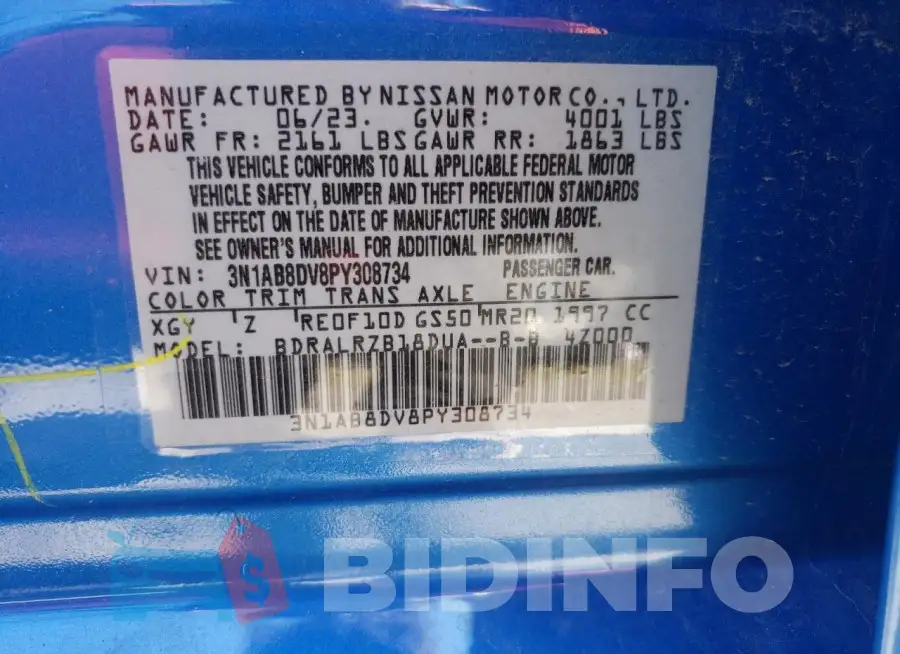 3N1AB8DV8PY308734 Photo# 12