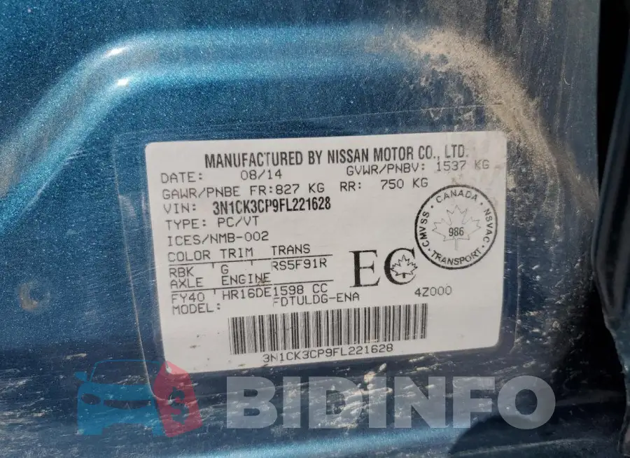 3N1CK3CP9FL221628 Photo# 12