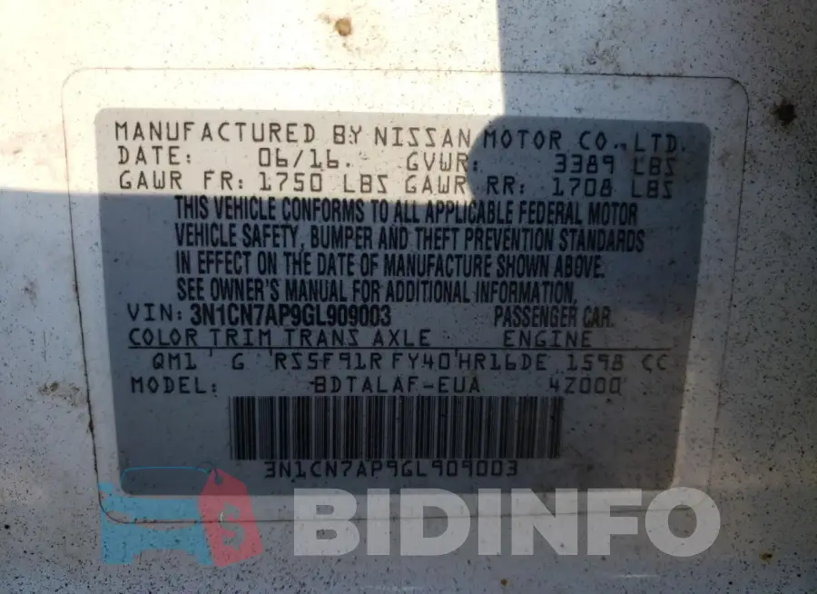 3N1CN7AP9GL909003 Photo# 12