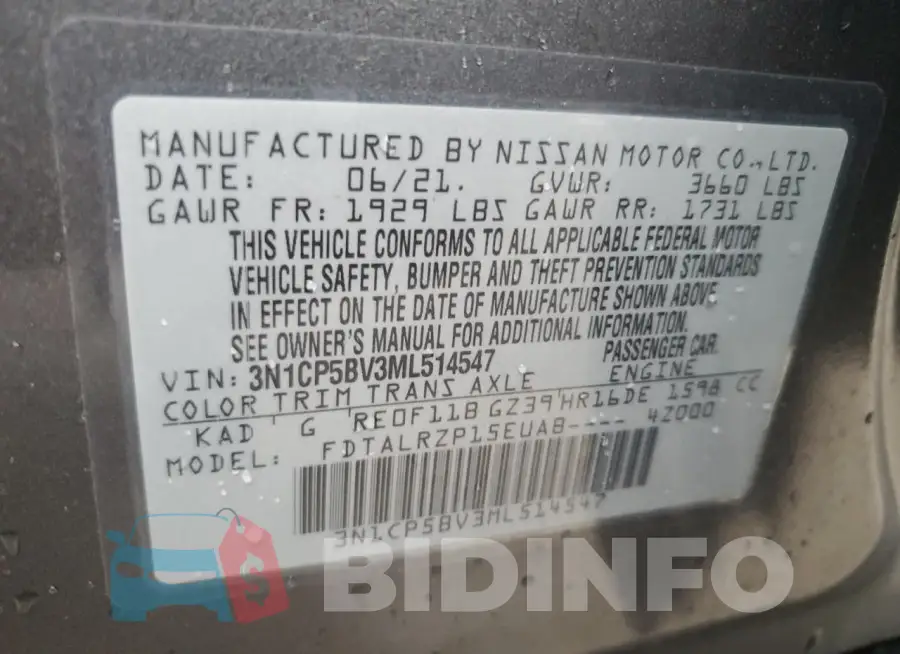 3N1CP5BV3ML514547 Photo# 13