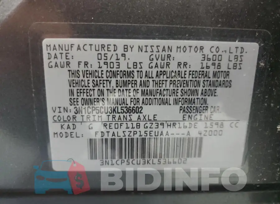 3N1CP5CU3KL536602 Photo# 12