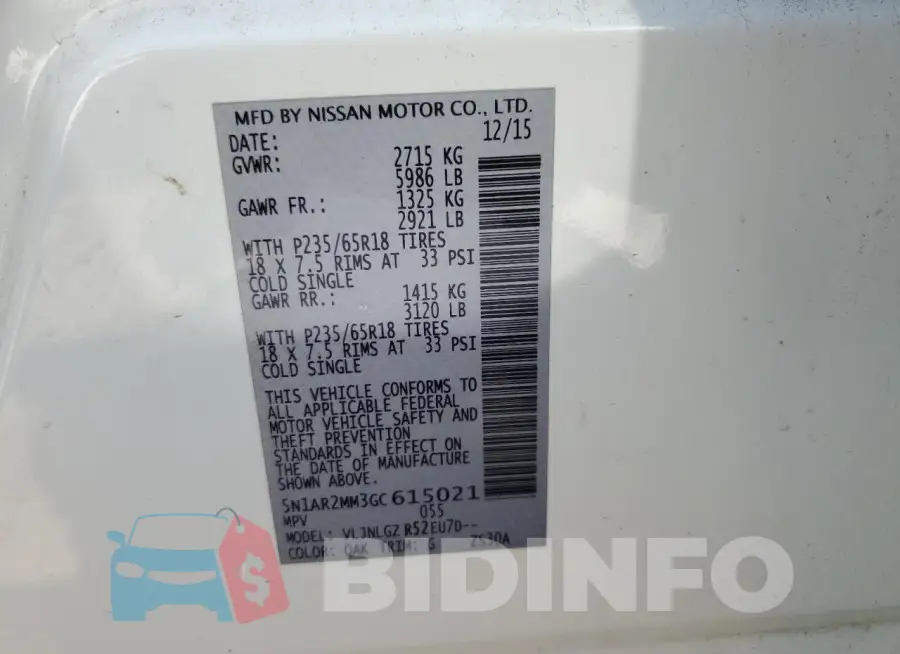 5N1AR2MM3GC615021 Photo# 13