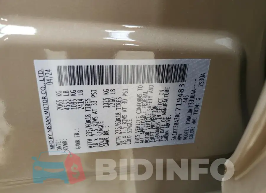 5N1BT3BA3RC719483 Photo# 14