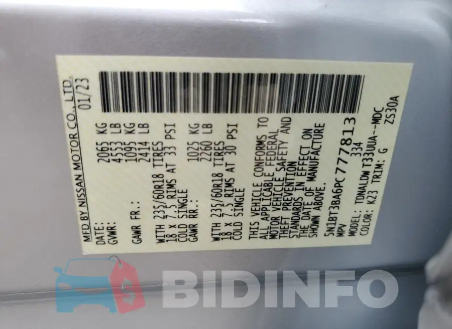 5N1BT3BA6PC777813 Photo# 13