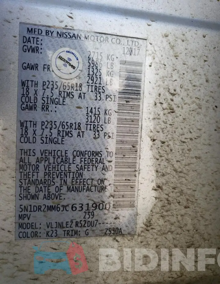 5N1DR2MM6JC631900 Photo# 14