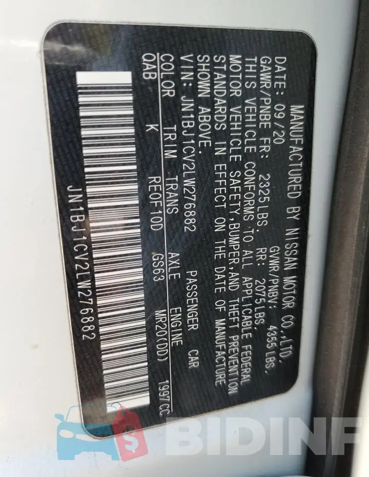 JN1BJ1CV2LW276882 Photo# 13