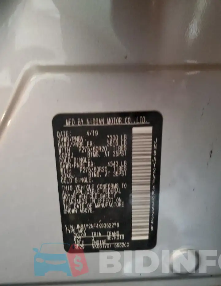 JN8AY2NF4K9352278 Photo# 14