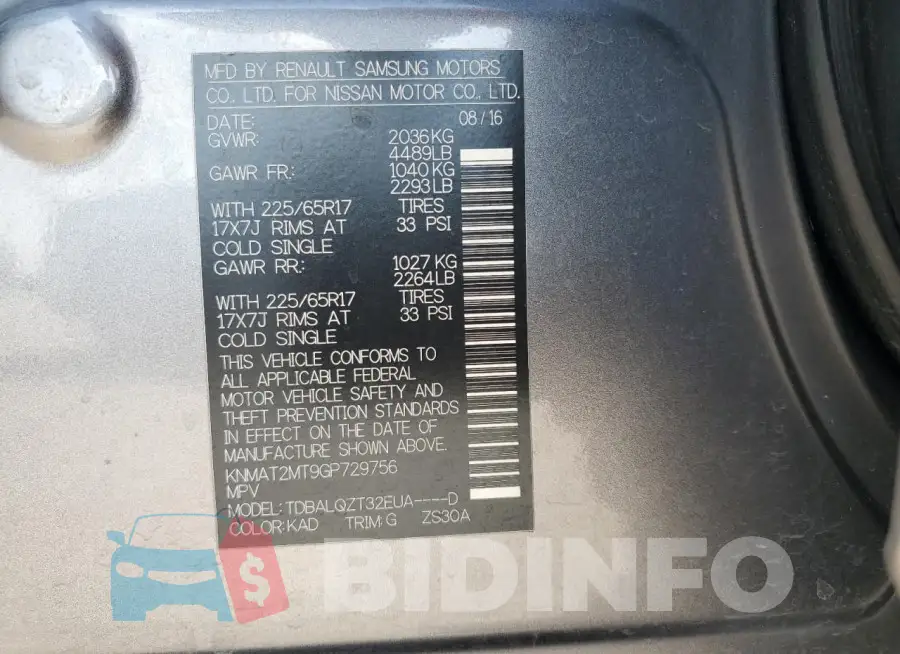 KNMAT2MT9GP729756 Photo# 14