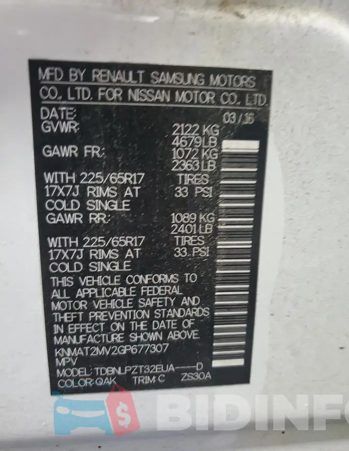 KNMAT2MV2GP677307 Photo# 13