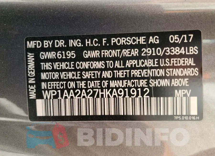 WP1AA2A27HKA91912 Photo# 12